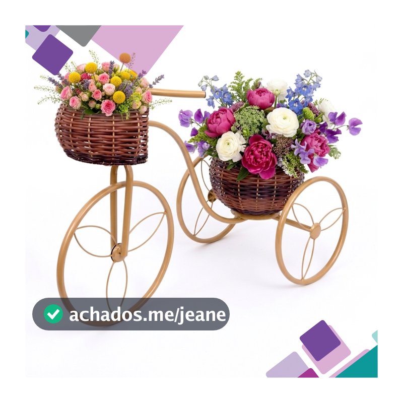 Bicicleta para decoração de jardim, 2 cestos redondos, suporte vasos e plantas