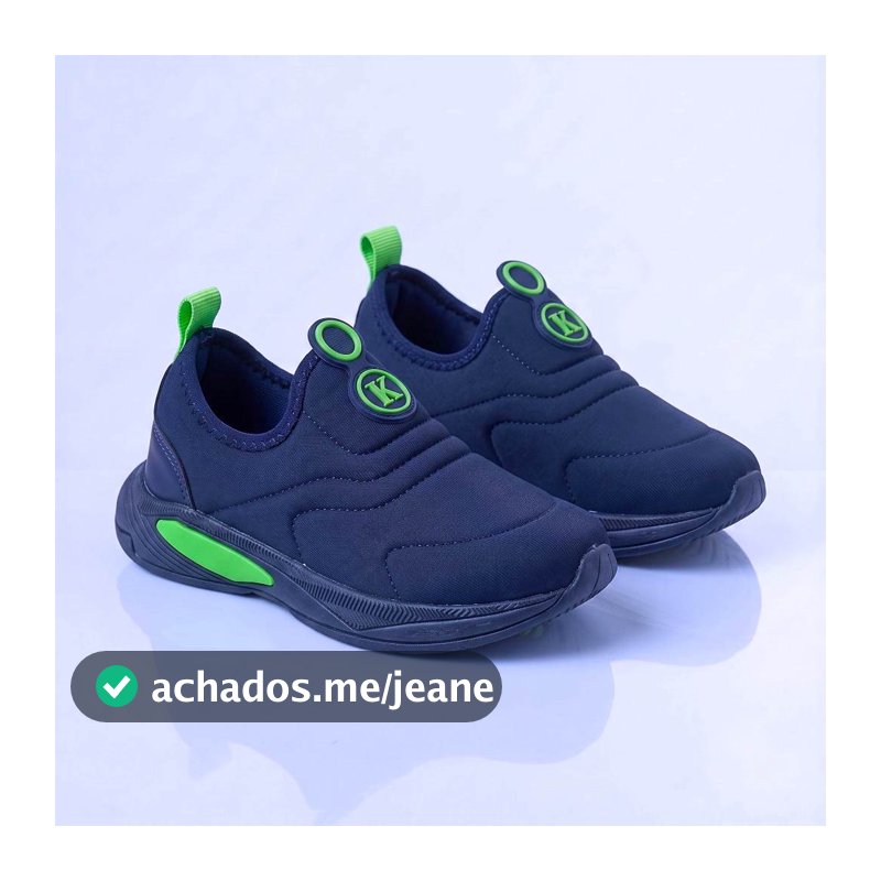 Kidstep Tenis Escolar Infantil Calce Fácil K Masculino Bordado Marinho com Verde