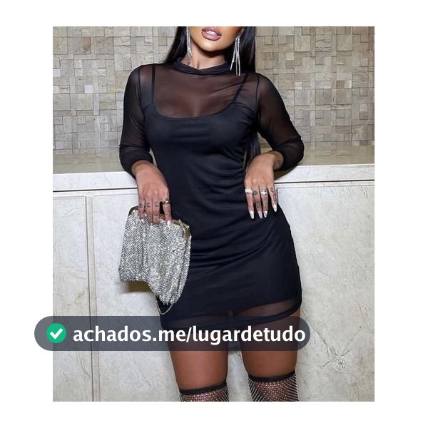 Vestido de Tule Preto Balada - 2 Peças