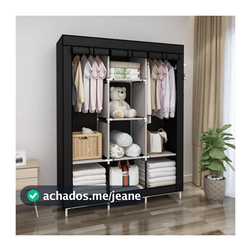Guarda Roupa Dobrável 3 Portas Armário Organizador Portátil Multiuso Cabideiro Sapateira Impermeável Casa Utilidade