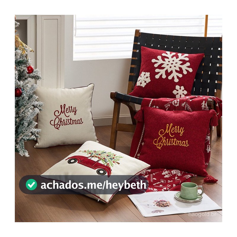 Capa de almofada bordada para o Natal