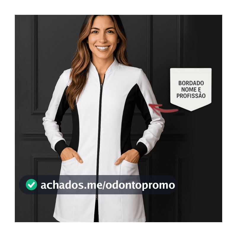 Jaleco Duo Manga Longa com Punho + BORDADO NOME E PROFISSÃO INCLUSO