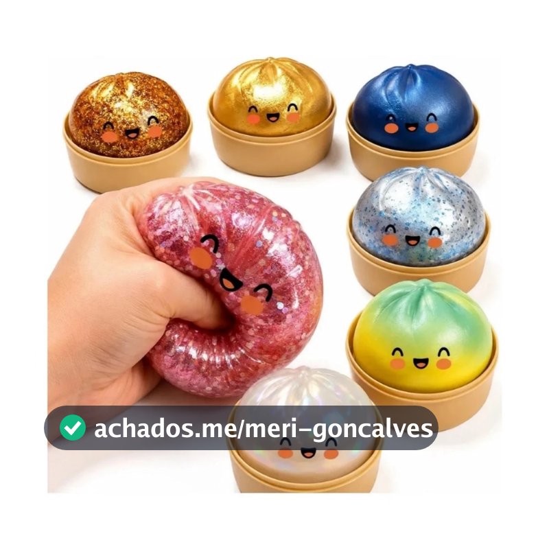 Dumpling Squishy Bolinho Baozi Brilhante Glitter Surpresa Pãozinho Macio Orbeez