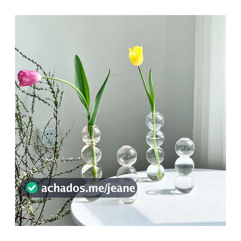 Vaso De Flores Transparente De Vidro Hidropônica Bubble Bottle