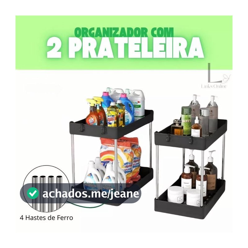 Organizador para Cozinha 2 Prateleira Organizadora Multiuso Banheiro Mesa