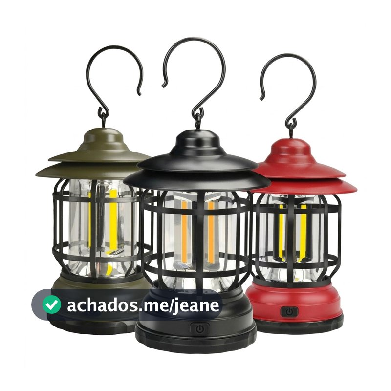 Lampião Luminária DANTAS Pilha LED Camping Retrô Luz Regulável Portátil Emergência Acampamento Decoração Vintage