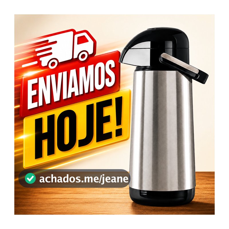 Garrafa Térmica Inox 1L Pressão Café Chá Leite Bebidas Quentes Frias Hotel Casa