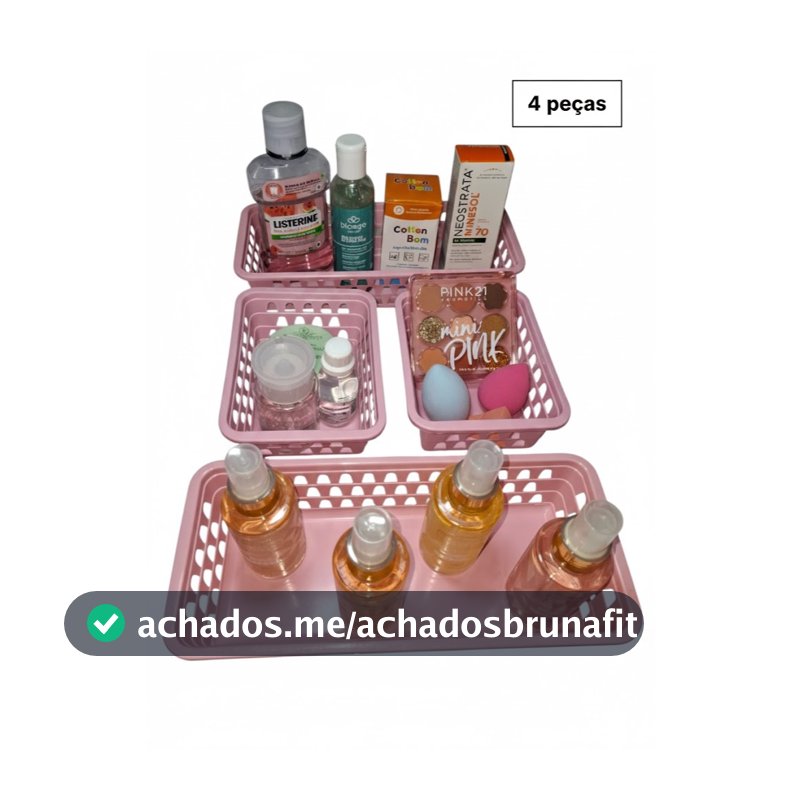 Cesto Organizador Kit 4 Grande e Pequeno Tamanhos Multiuso Casa Armario  Cores Variadas