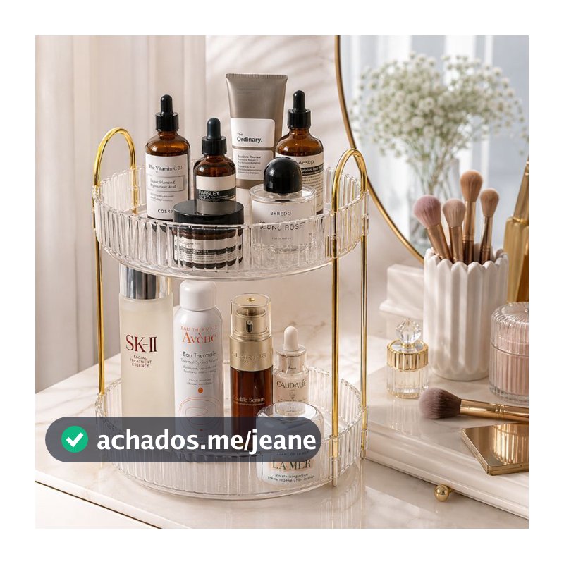 Organizador de Maquiagem Giratório – Suporte Multiuso 2/3 Andares p/ Cosméticos e Perfumes