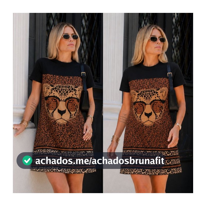 Vestido plus size com mangas estampadas com oncinha varias estampas animal print