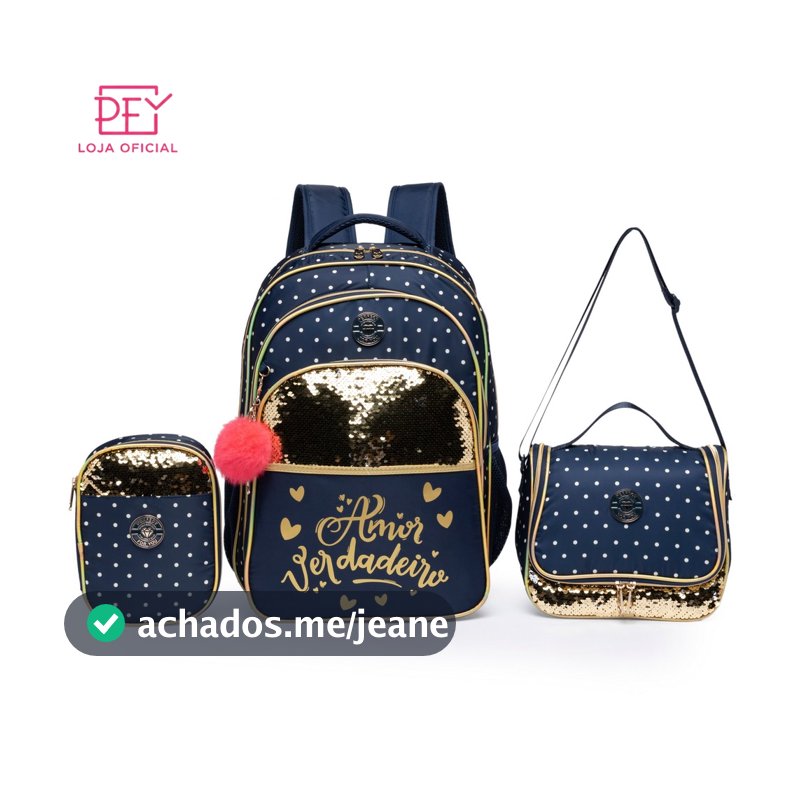 Kit Mochila Escolar Infantil Feminina Volta às Aulas Lancheira Térmica Estojo Original School Backpack