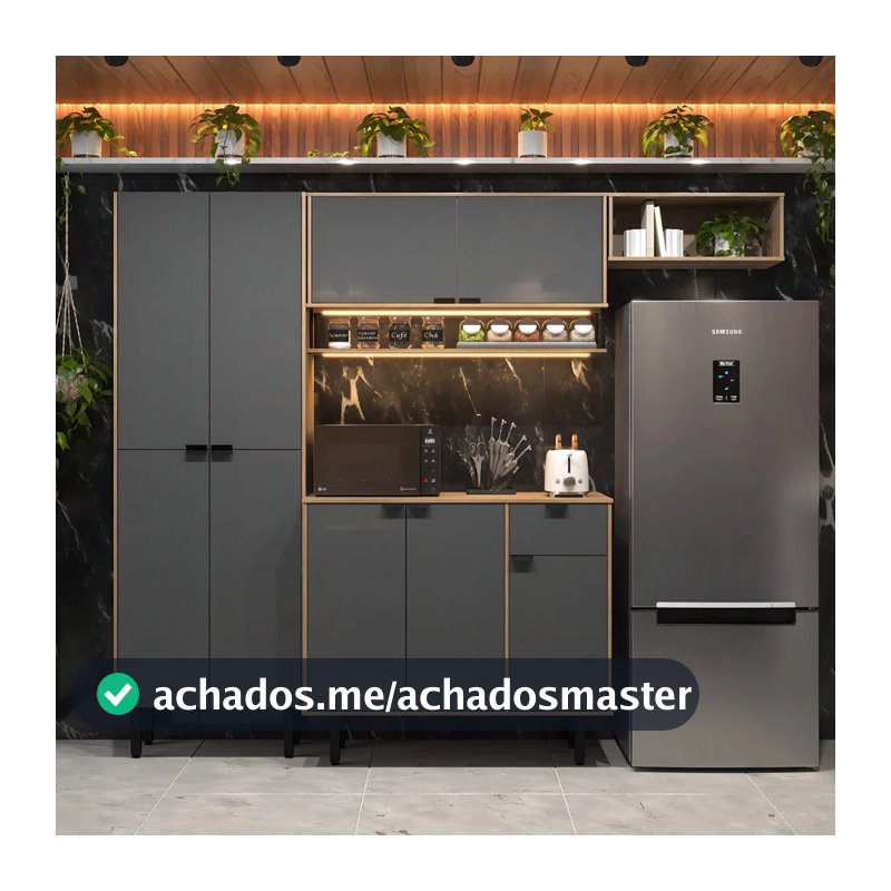 Cozinha Completa Compacta Mdf Estilo Industrial Com Armários Modulados E Puxadores Em Metal Mod: Cozinha Esperta Top