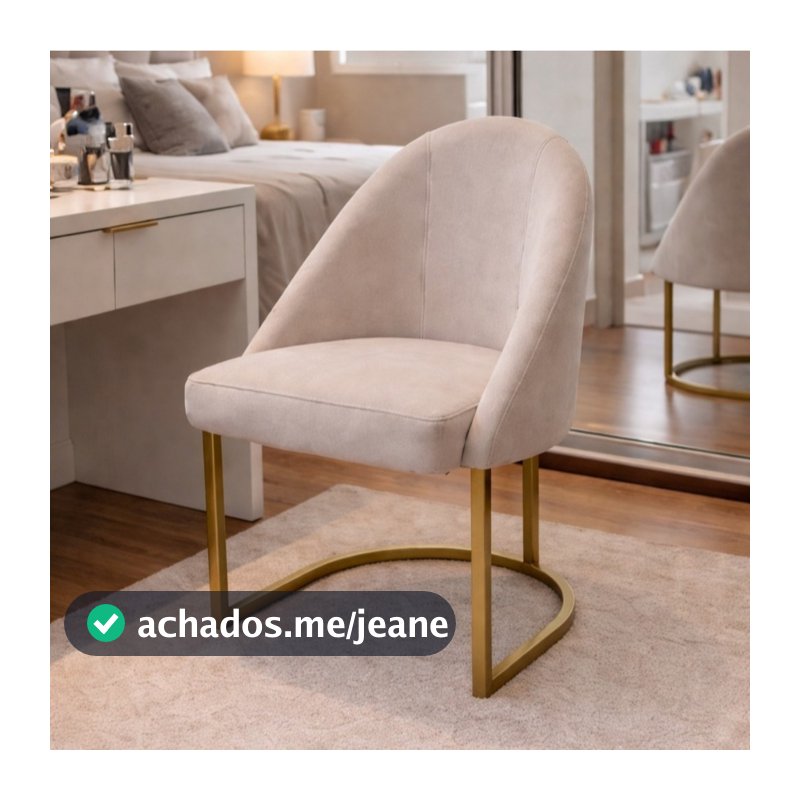 Poltrona Cadeira Lua Base Metálica Industrial Dourado Reforçada confortável Sala Recepção Escritório