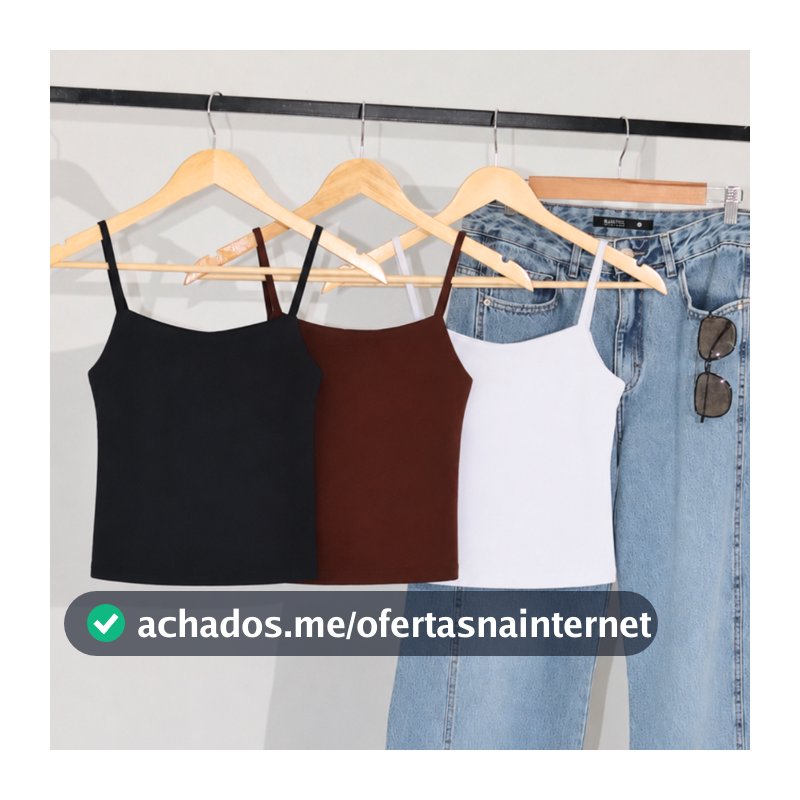 Kit 3 Cropped Feminino Regata Alcinha Suplex Premium Forro Duplo Sem Transparência Casual Verão