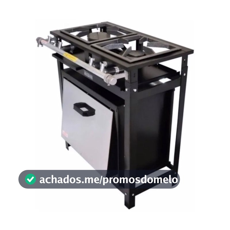 Fogão Industrial 2 Bocas Com Forno 60 Litros Cristal Aço 30x30 Baixa Pressão