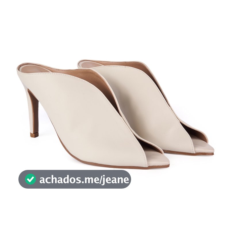 Tamanco Mule Feminino Salto Alto Fino Bico Fino Peep Toe Decote V Elegante Social Festa Sofisticado