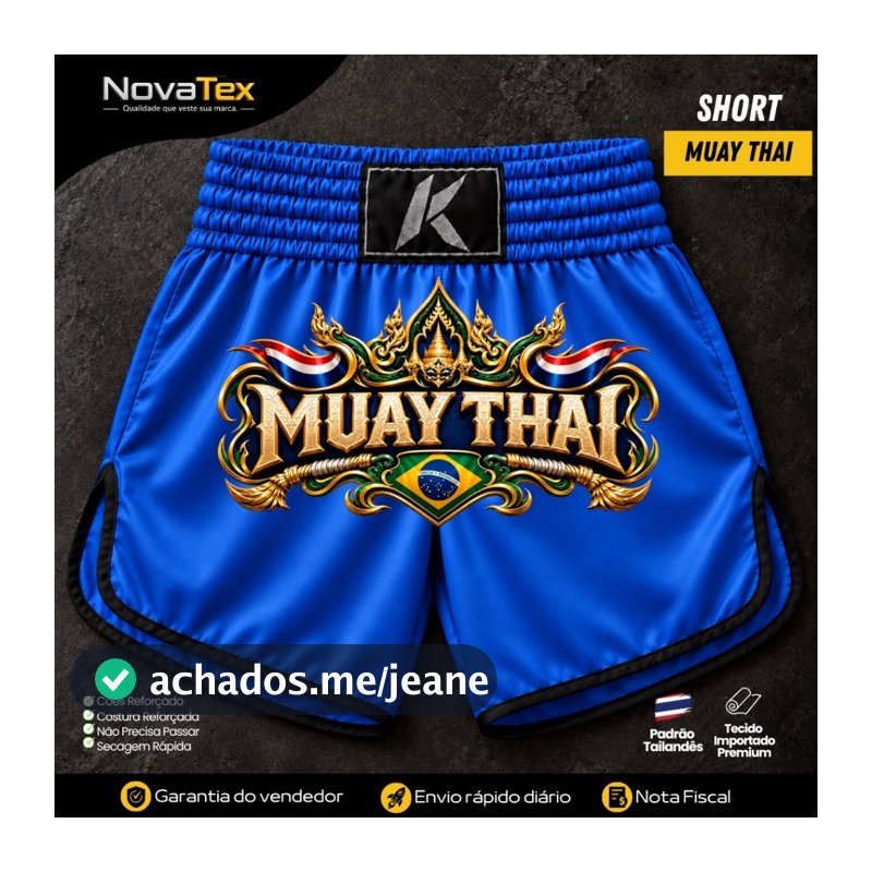 Short Muay Thai Thailand Elite Unissex Premium Confortável Treino e Competição