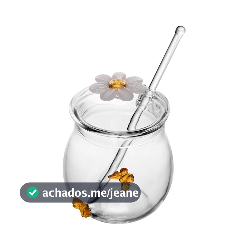 Açucareiro com Colher Wolff Sun Garden Vidro Borossilicato para Servir Açúcar no Café da Manhã Mesa Posta Muito Elegante