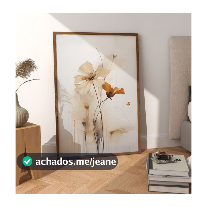 Quadro De Flores Abstrato Para Sala Quadro Minimalista Com Moldura Quadro Natureza Estilo Aquarela