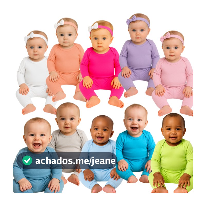 Kit 10 Peças -Conjunto Bebê liso Menino e Menina Suedine 100% Algodão 5 Bodys Manga Longa e 5 Calças