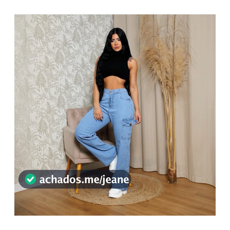 calça jeans feminina cargo levanta bumbum cintura alta