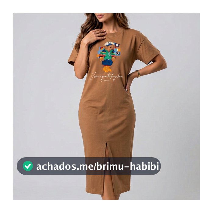 Vestido Feminino Midi 100% Algodão Abertura Central Estampado Qualidade Premium Oferta