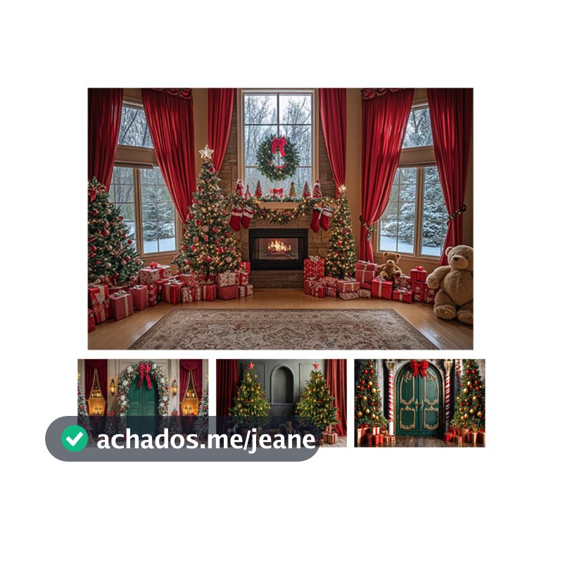 Fundo Fotográfico Horizontal Tecido Sublimado 3D Cenário para Fotos de Natal 2,60x1,70