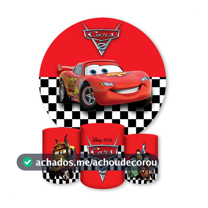Painel Redondo e Capas de Cilindro Sublimados Tema Desenho Animado