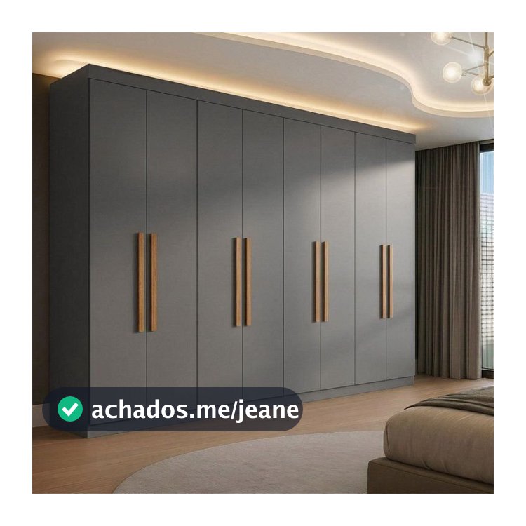 Guarda Roupa Casal 8 Portas 4 Gavetas Paris Espresso Móveis Cinza/Onix Ônix