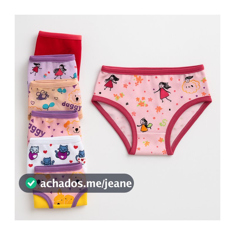 KIT 3, 6 e 9 Calcinha Feminina Tanga Infantil Juvenil Algodão Macio Ajuste Perfeito Cores Estampas Sortidas