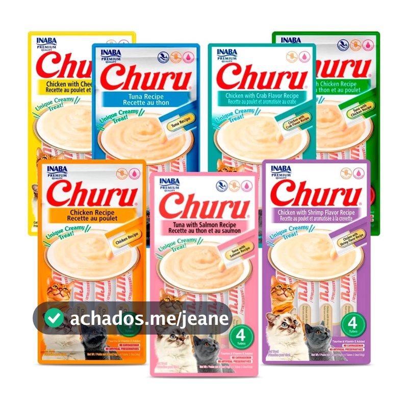 Petisco Para Gatos Churu 56g - Contém 4 Tubets De 14g Cada Unidade - Vários Sabores