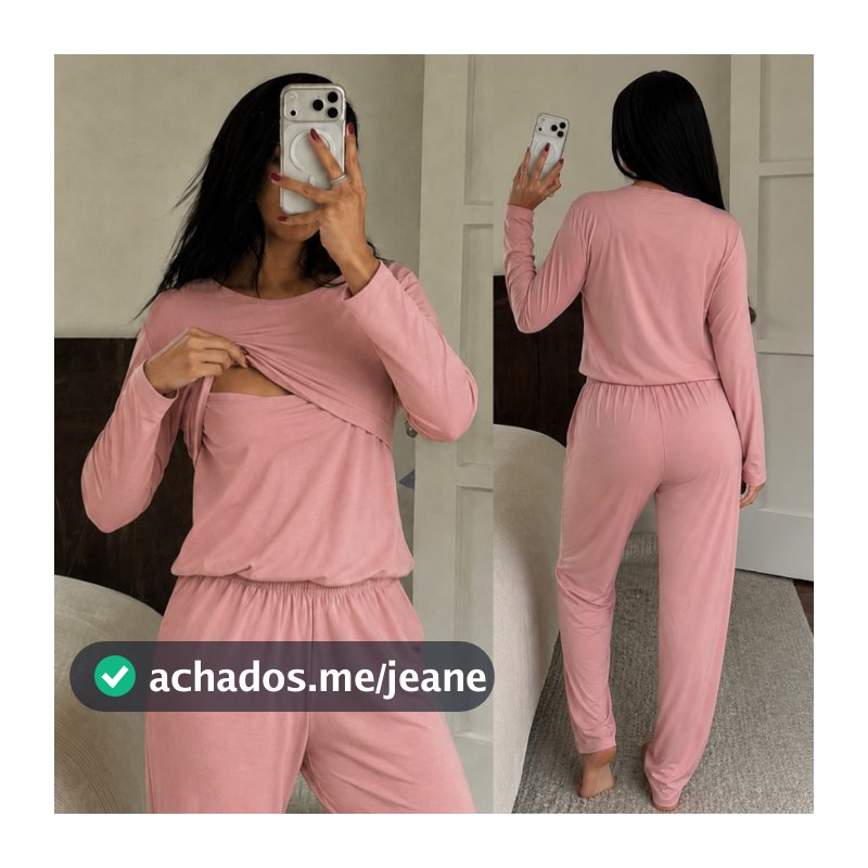 Pijama Feminino Amamentação Manga Longa Gestante Pós-Parto Confortável Premium