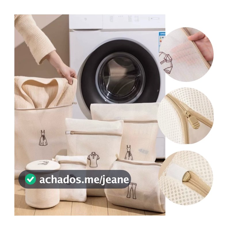 Kit 6 Sacos Lava Roupa Facil Para Máquina de Lavar Delicadas  Íntimas Organizador de Roupas Ziper