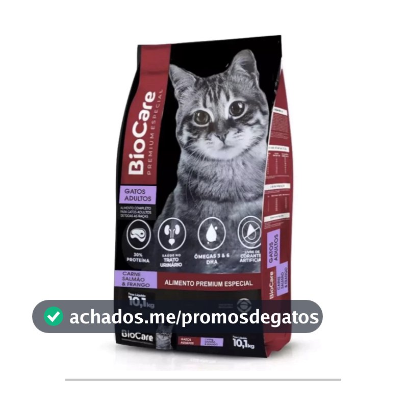 Ração Gatos Adultos Biocare Selection Salmão, Carne e Frango 10,1kg