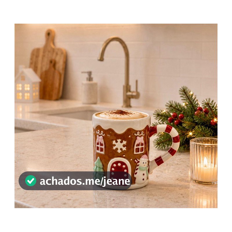Xícara gingerbread 400ml porcelana