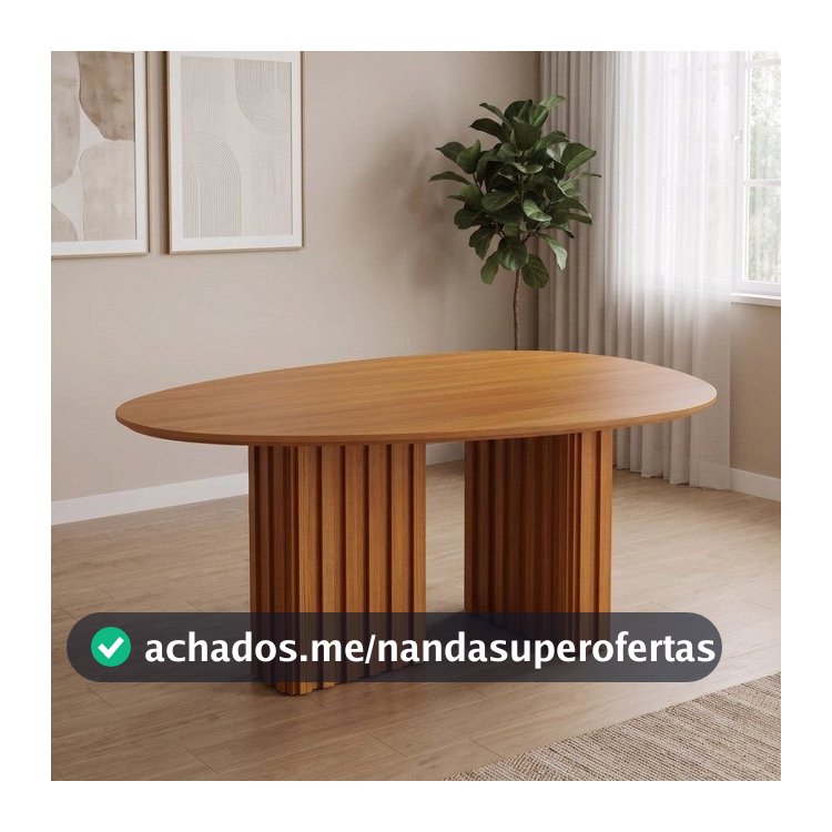 Mesa para Sala de Jantar com Tampo Orgânico 1,35cm MDF Isis Marrom/Freijó 135