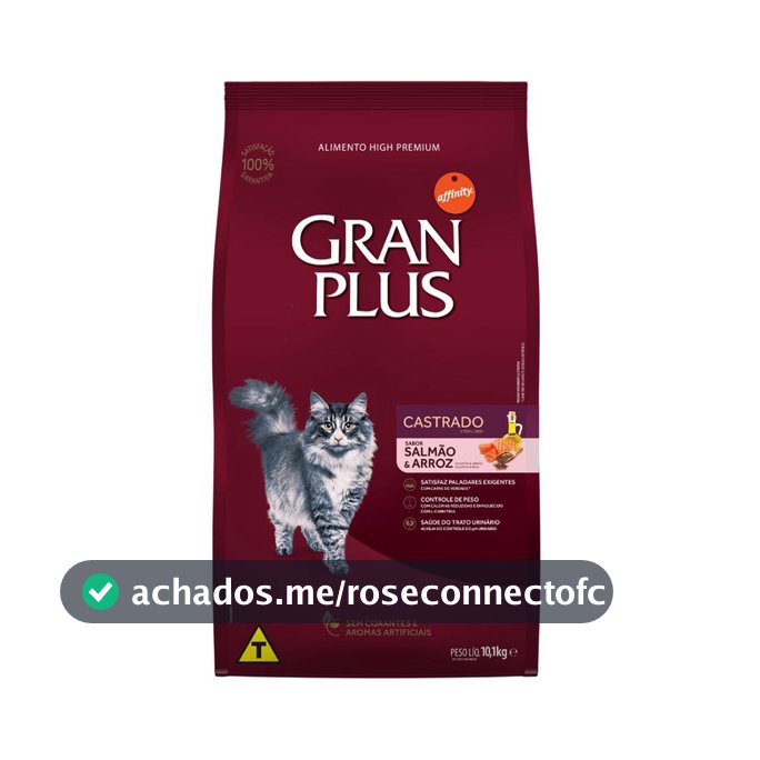 Racao Gran Plus Gatos Castrados Salmao E Arroz 10,1kg