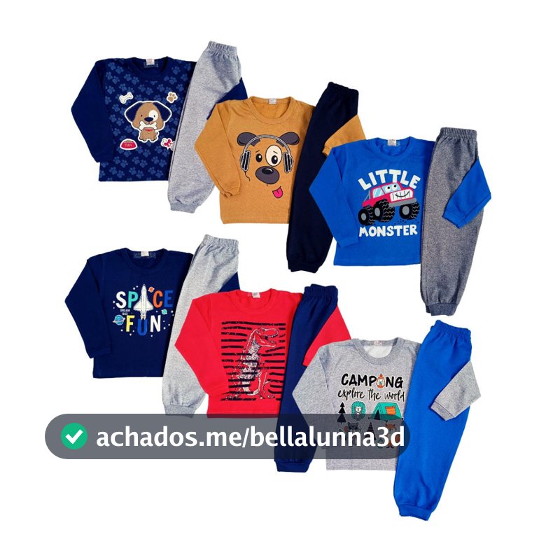Kit 4 Peças Conjunto Moletom Infantil Menino 1 ao 14 Masculino Outono Inverno Pronta Entrega