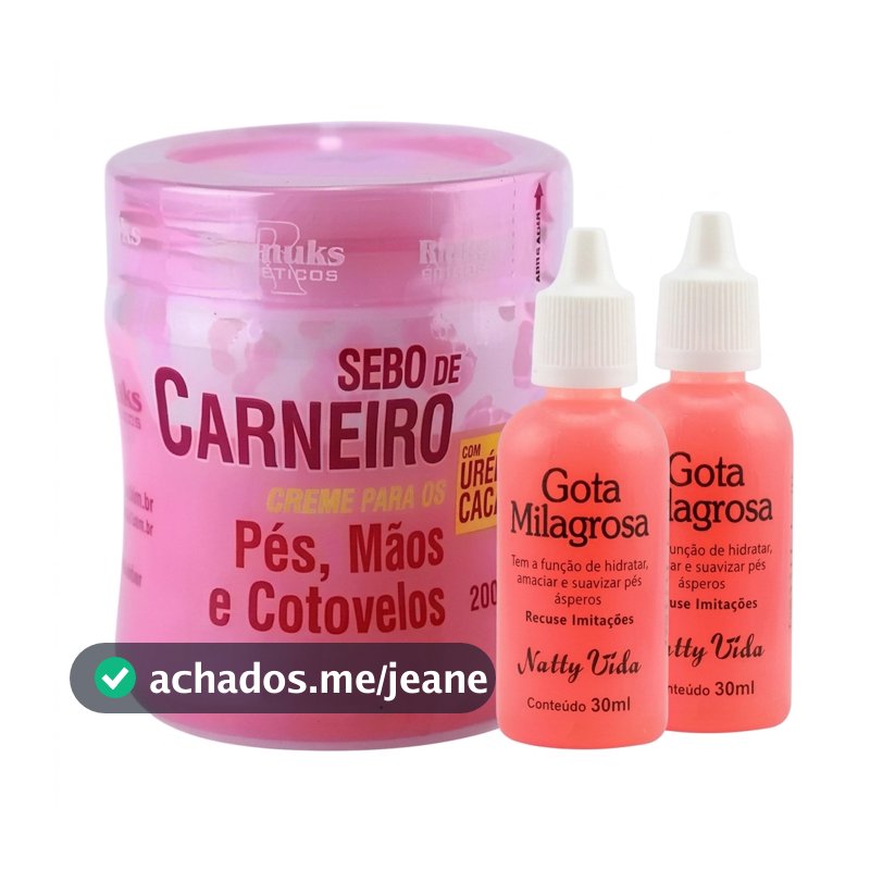 Kit Anti Rachadura para Pés Ressecados: Gota Milagrosa + Sebo de Carneiro Hidratante Calcanhar