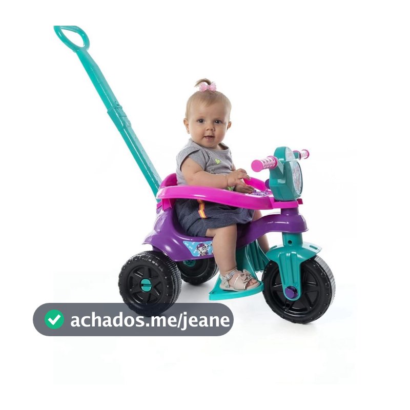 Triciclo Kemotoca Kendy Menino e Menina Patrulha Canina C/Empurrador Velotrol Proteção Lateral Carrinho de Passeio