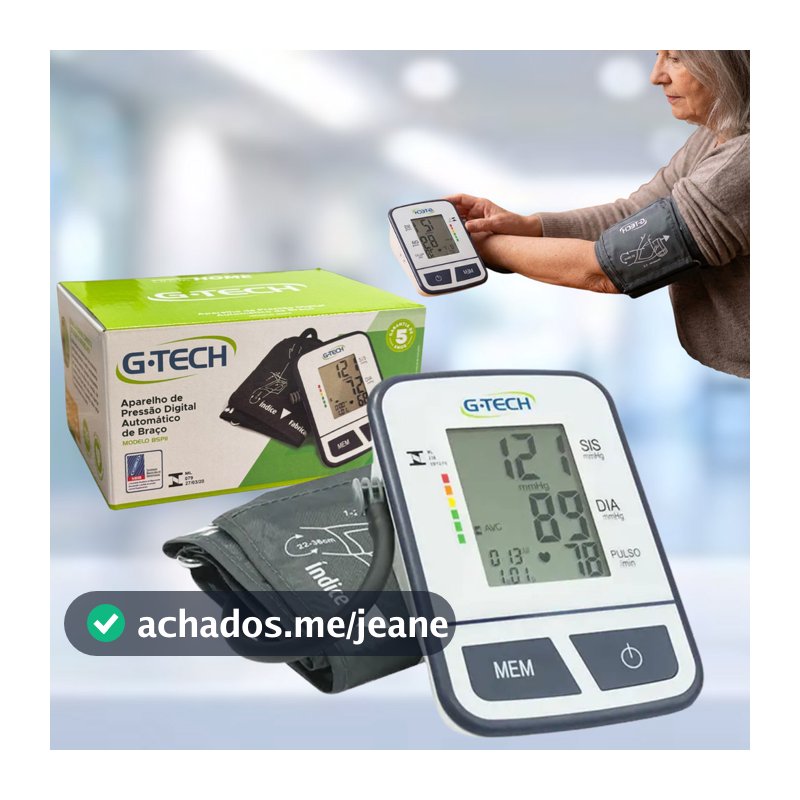 Aparelho de Pressão Arterial Digital Medidor Aferidor Braço G-Tech BSP11 Monitor Medir Aferir