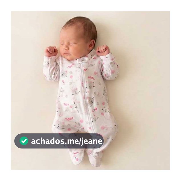Roupinha Macacão Longo Menina Pijaminha Fechamento Ziper Malha Canelada -Tam RN, P, M e G