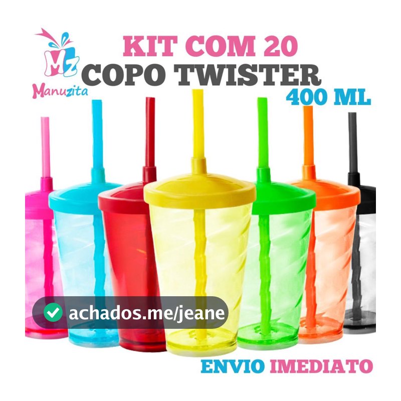 Kit 20 Copo Twister 400 mL - Festa Infantil - Decoração- Artigos de Festa- Copinho Kids