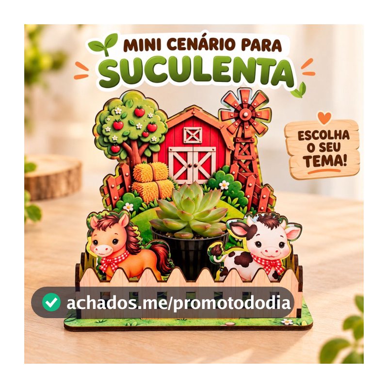 Kit 10 Mini Cenários para Suculenta em MDF Personalizado | Centro de Mesa