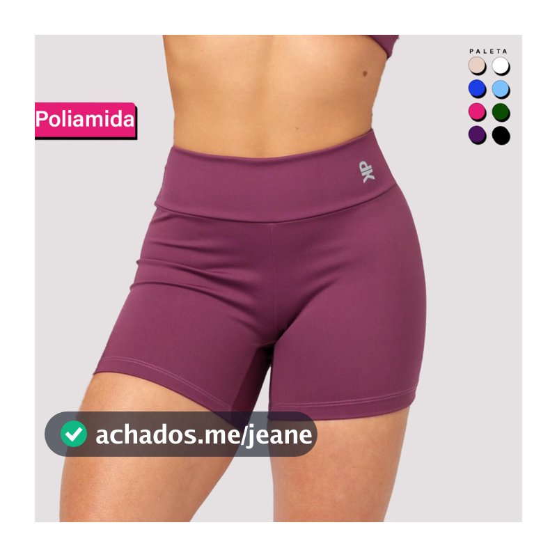 Short Fitness Meia Coxa Cintura Alta Poliamida Premium Zero Transparência Academia Básico Feminino