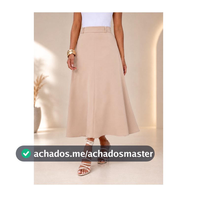 Saia Longa Feminina Tecido Alfaiataria Zíper Lateral com Bolso Faca Moda Evangélica
