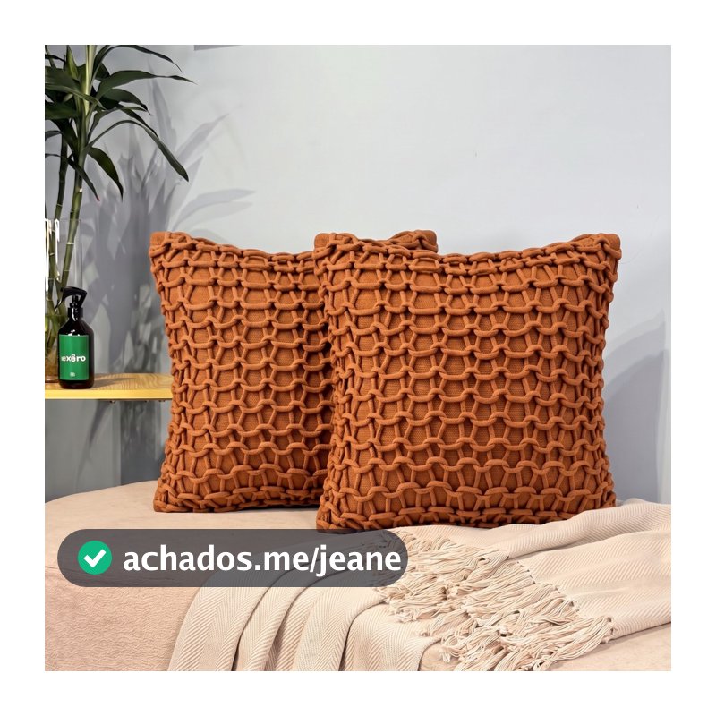 Capa de Almofada Cordel 100% Algodão Kit 2 Peças 45x45 cm Decorativa Sofá Cama Trama Artesanal Tear Enxoval Casa