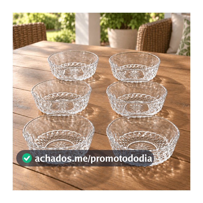Jogo 6 Taças Sobremesa FORJADO TRABALHADO  em Vidro Tigela Bowl Sorvete Doces Vidro Decoração Louça