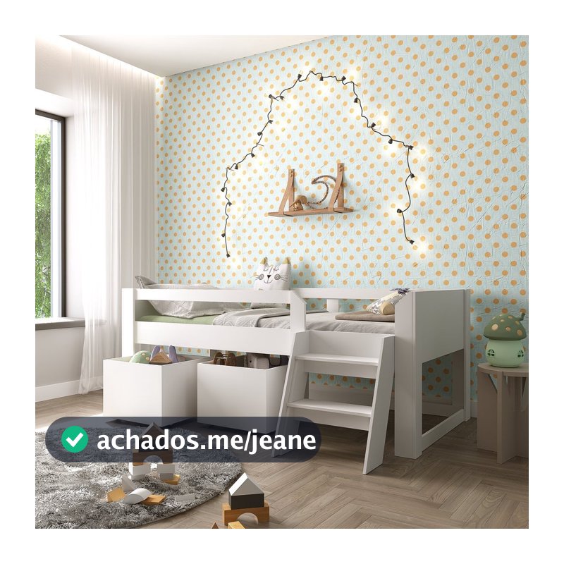 Cama Solteiro Infantil com Escada e 2 Baús Serena Yescasa Branco