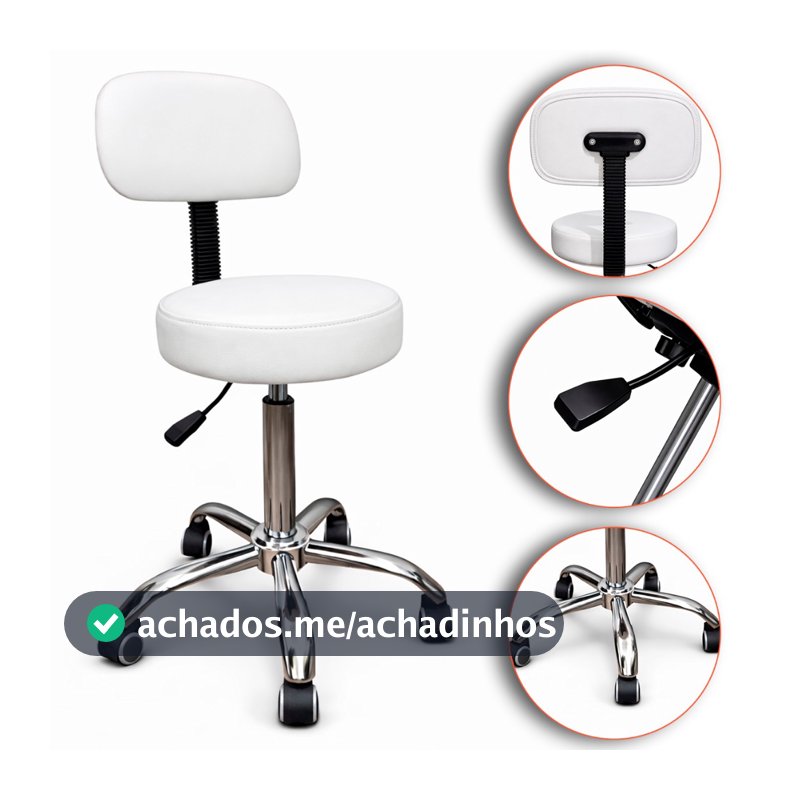 Mocho Ergonômico Estético com Encosto Giratório Regulável para Dentista Clínica e Salão - Akmed